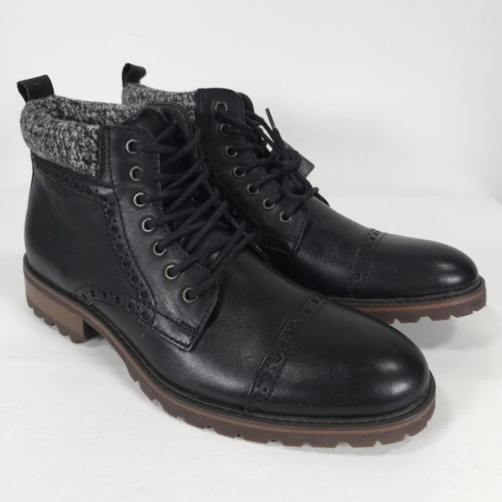 NWOB LA MILANO THOMAS GENUINE LEATHER Cap Toe Lace Up Casual Oxford Boots B51573